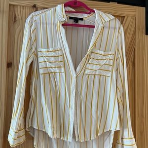 Yellow Stripped Button Up Top